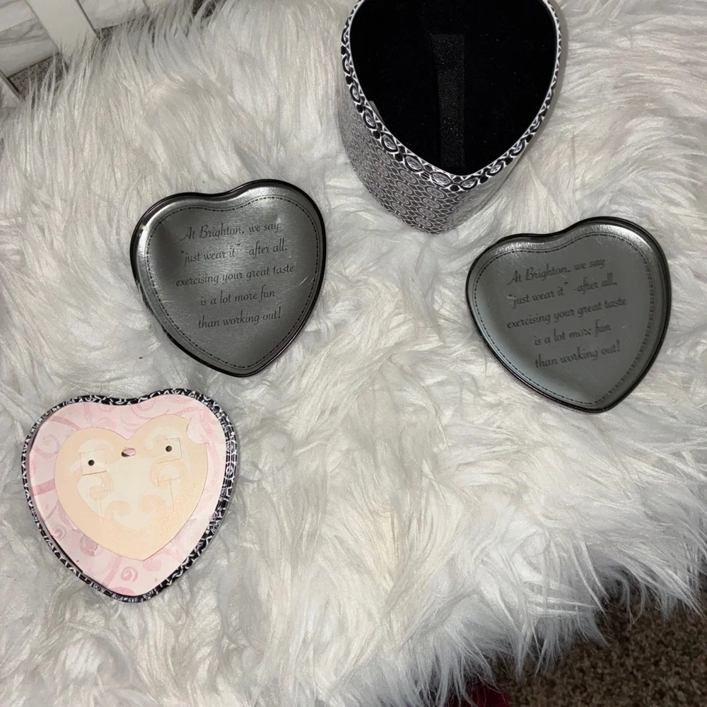 Brighton Black and‎ White Heart Decor Boxes Set of 2 Preowned.